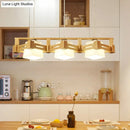 Modern wood and frosted glass island pendant light kitchen fixture