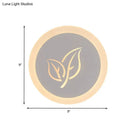 Modern wood and gray leaf wall lamp bedroom circular sconce
