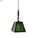 Modern wood and green led glass pendant lamp dining room