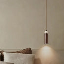 Modern wood and travertine iron led pendant light for living room