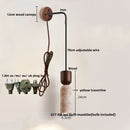 Modern wood and travertine led wall lamp bedroom sconce