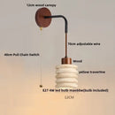 Modern wood and travertine led wall lamp bedroom sconce