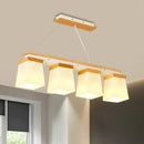 Modern wood and white square shade pendant light dining room