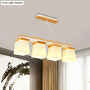Modern wood and white square shade pendant light dining room
