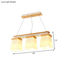 Modern wood and white square shade pendant light dining room