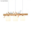 DecorBites™ Wooden Hanging Chandelier with 2/3 Lights, Glass Cylinder Shade and Bird Décor - Ideal for Dining Room or Island Lighting