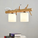 DecorBites™ Wooden Hanging Chandelier with 2/3 Lights, Glass Cylinder Shade and Bird Décor - Ideal for Dining Room or Island Lighting