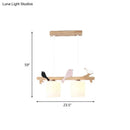 Modern wood branch bird pendant light kitchen island frosted glass