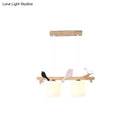 Modern wood branch bird pendant light kitchen island frosted glass