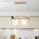 Modern wood branch bird pendant light kitchen island frosted glass