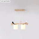 Modern wood branch bird pendant light kitchen island frosted glass