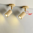 Modern wood ceiling light two head beige spotlight for living room