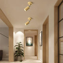 Modern wood ceiling light two head beige spotlight for living room