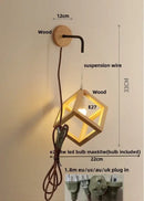 Modern wood cube led wall lights bedroom sconce