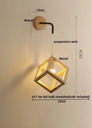 Modern wood cube led wall lights bedroom sconce