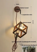 Modern wood cube led wall lights bedroom sconce