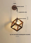 Modern wood cube led wall lights bedroom sconce