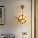 Modern wood cube led wall lights bedroom sconce