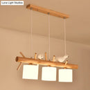DecorBites™ Modern Wood Cylinder Hanging Island Light in Beige - Stylish Island Lighting Fixture
