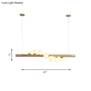 DecorBites™ Modern Wood Island Light with Spherical Shade - Opal Glass Ceiling Lamp (5/7 Lights) for Dining Room