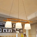 Modern wood nordic hang lamp triple white shade dining room light
