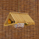 DecorBites™ Modern Wood Pendant Light in Roof Shape, Beige Hanging Fixture, 16"/19.5" Width