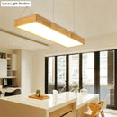 Modern wood rectangle ceiling light fixture dining room warm third gear