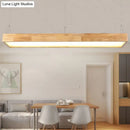 Modern wood rectangle ceiling light fixture dining room warm third gear