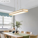 DecorBites™ Minimalist LED Wood Rectangular Hanging Island Lamp - Acrylic Ceiling Suspension for Dinners