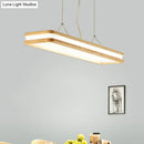 DecorBites™ Minimalist LED Wood Rectangular Hanging Island Lamp - Acrylic Ceiling Suspension for Dinners