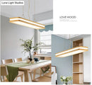 DecorBites™ Minimalist LED Wood Rectangular Hanging Island Lamp - Acrylic Ceiling Suspension for Dinners