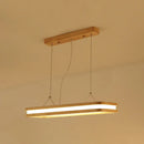 DecorBites™ Minimalist LED Wood Rectangular Hanging Island Lamp - Acrylic Ceiling Suspension for Dinners