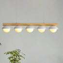 Modern wood stem linear chandelier with white shade dining room light