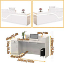Wooden Reception Desk With Lockable Drawer 63 Inch Office Lobby Counter