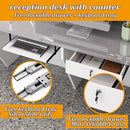 Wooden Reception Desk With Lockable Drawer 63 Inch Office Lobby Counter