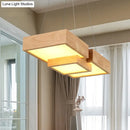 Modern wooden square led ceiling light fixture – kitchen island