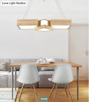 Modern wooden square led ceiling light fixture – kitchen island