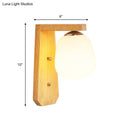 DecorBites™ Modern Nordic Wooden Wall Lamp with Milky Glass Bud Shape & Right Angled Arm - 1 Bulb Wall Light