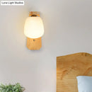 DecorBites™ Modern Nordic Wooden Wall Lamp with Milky Glass Bud Shape & Right Angled Arm - 1 Bulb Wall Light