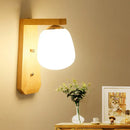 DecorBites™ Modern Nordic Wooden Wall Lamp with Milky Glass Bud Shape & Right Angled Arm - 1 Bulb Wall Light