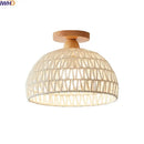 Modern woven beige decorbites led wicker wood ceiling lights hallway