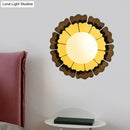 Modern yellow & brown sunflower wall sconce – bedroom glass light
