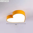 Modern yellow heart led flush mount light for bedroom