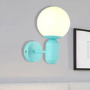 Modern yellow metal fixture wall lamp – kitchen frosted orb shade
