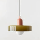 Modern yellow & olive green glass chandelier pendant light bedroom
