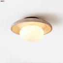 Modern yellow travertine glass ball led ceiling light dining room