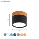Modern yellow wood flush mount ceiling light for kitchen