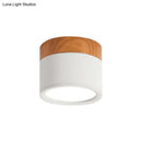 Modern yellow wood flush mount ceiling light for kitchen