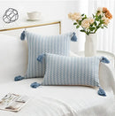Modern zigzag jacquard woven cushion cover set living room tassels