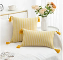 Modern zigzag jacquard woven cushion cover set living room tassels